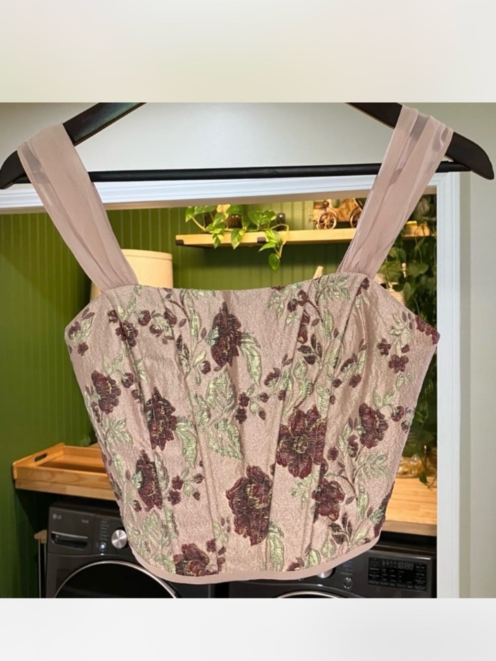 Altar'd State Blush Floral Embroidered Bustier vintage-inspired corset XS